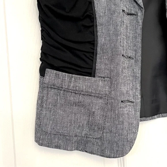 🌸3/$25 Candies Linen Blend Black & Gray Blazer Jacket with Ruching Detail Size M - Picture 6 of 16